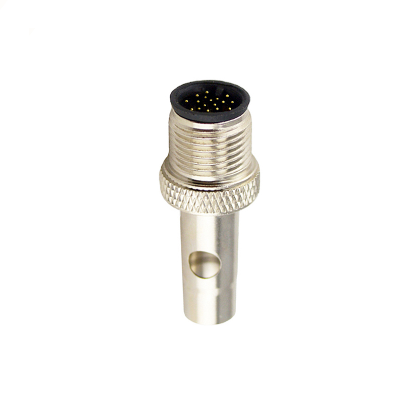 M12 17pins A code male moldable connector with shielded,brass with nickel plated screw